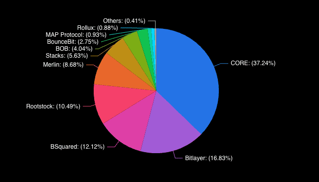 The largest Bitcoin sidechains, ranked by market share. Source: DefiLlama